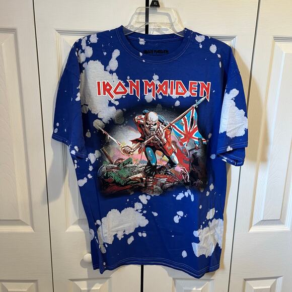 Iron Maiden Trooper Beer Graphic T-Shirt Blue White Large NWOT - Picture 1 of 6